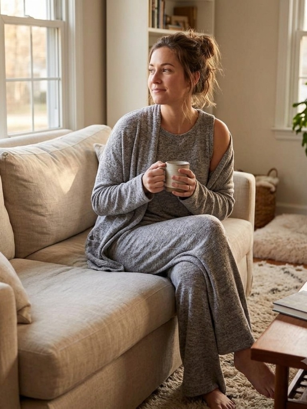 Dear Scarlett Gray Marled 3 Piece Lounge Set Soft Knit Size Medium